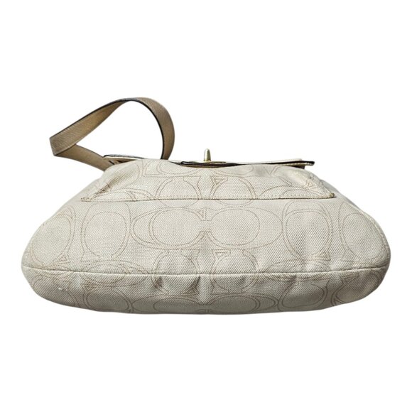 COACH Penelope Linen 2way Strap Turnlock Signature Cream Gold Shoulder Bag COA - Picture 10 of 16